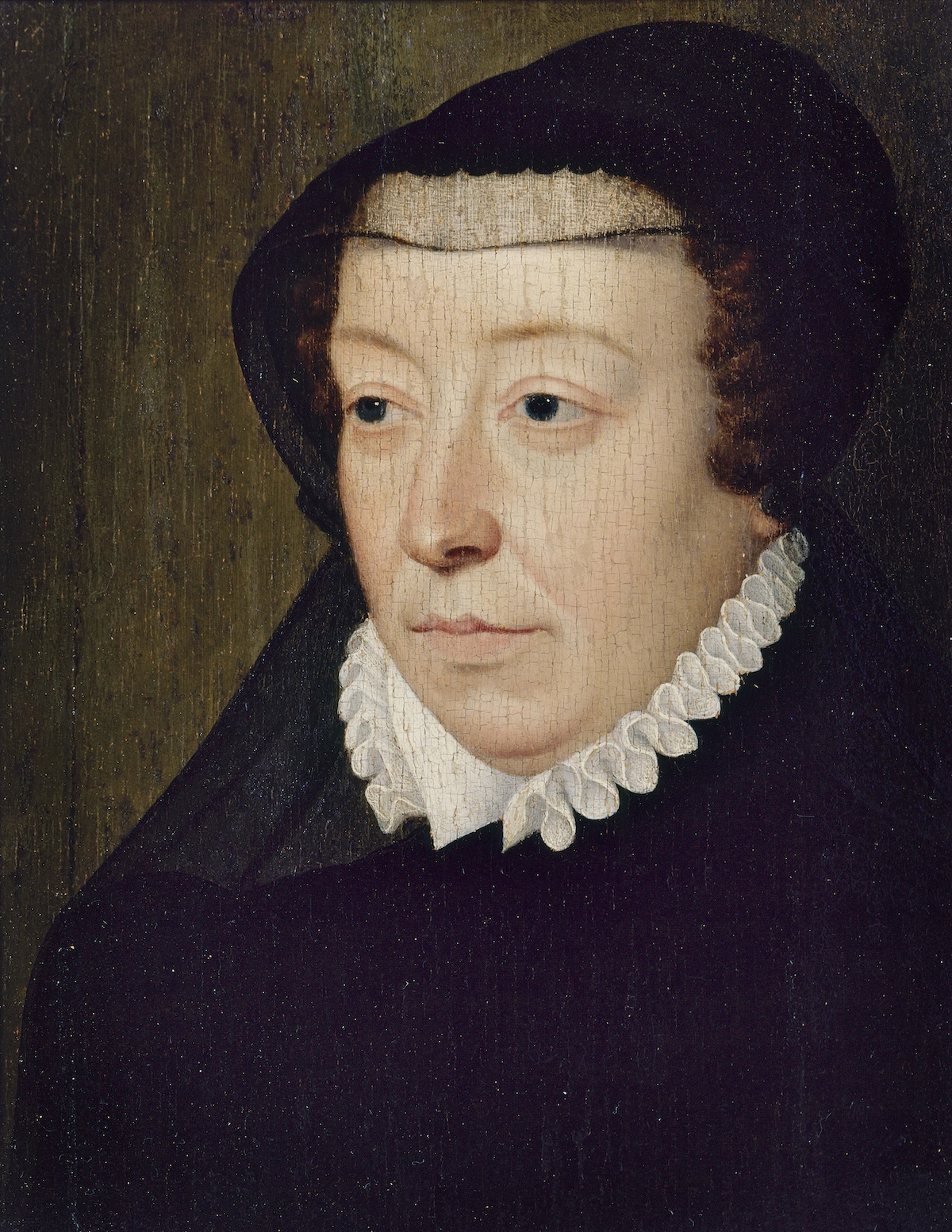 Portrait of the widowed Catherine de’ Medici, by François Clouet,c. 1565. Musée Carnavalet, Histoire de Paris. Public Domain. Portrait of the widowed Catherine de’ Medici, by François Clouet,c. 1565. Musée Carnavalet, Histoire de Paris. Public Domain.