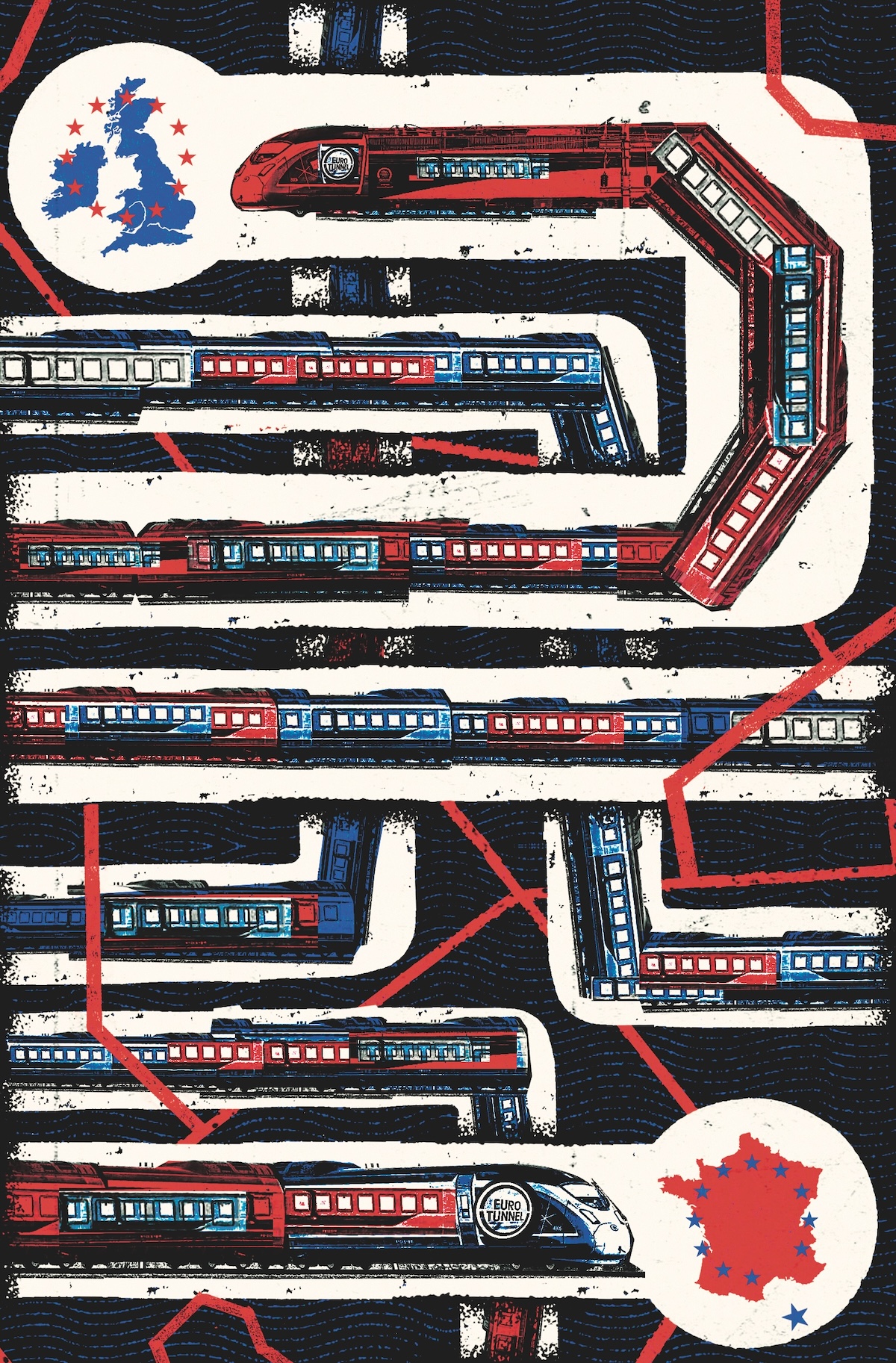 Channel Tunnel illustration © Ben Jones/Heart Agency. Channel Tunnel illustration © Ben Jones/Heart Agency.