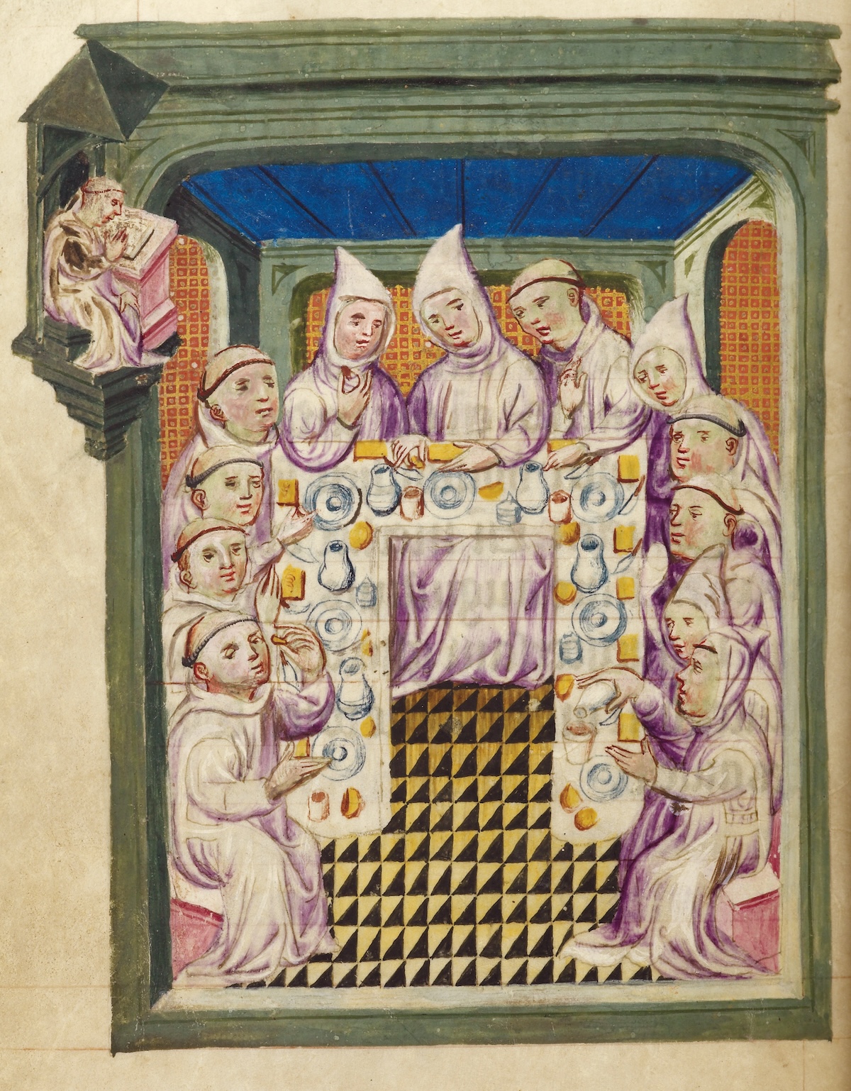 Carthusian monks at the dining table, from an account of rules of the Carthusian Order, the Netherlands, 15th century. British Library/Bridgeman Images. Carthusian monks at the dining table, from an account of rules of the Carthusian Order, the Netherlands, 15th century. British Library/Bridgeman Images.