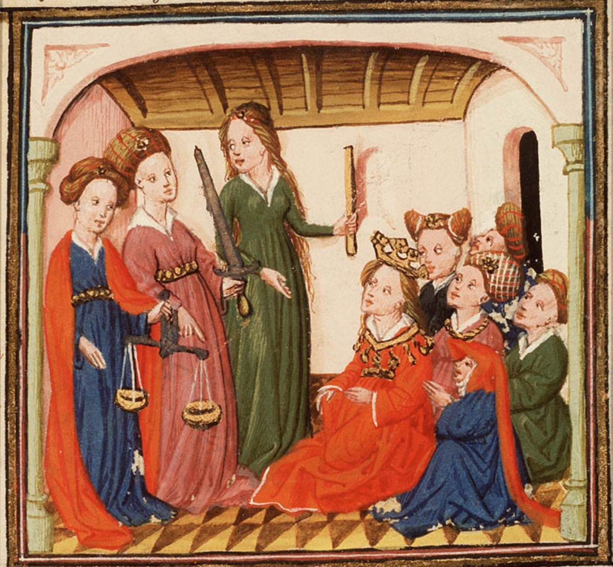 Reason, Righteousness and Sincerity teaching some women, c. 1425-50. KB, National Library of the Netherlands. Public Domain. Reason, Righteousness and Sincerity teaching some women, c. 1425-50. KB, National Library of the Netherlands. Public Domain.