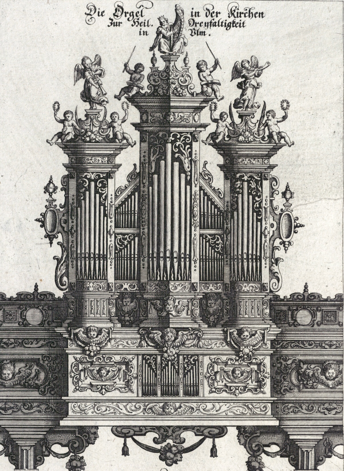 The Ehemann organ in the Holy Trinity Church, Ulm, 1643. Kartensammlung Moll. Public Domain. The Ehemann organ in the Holy Trinity Church, Ulm, 1643. Kartensammlung Moll. Public Domain.