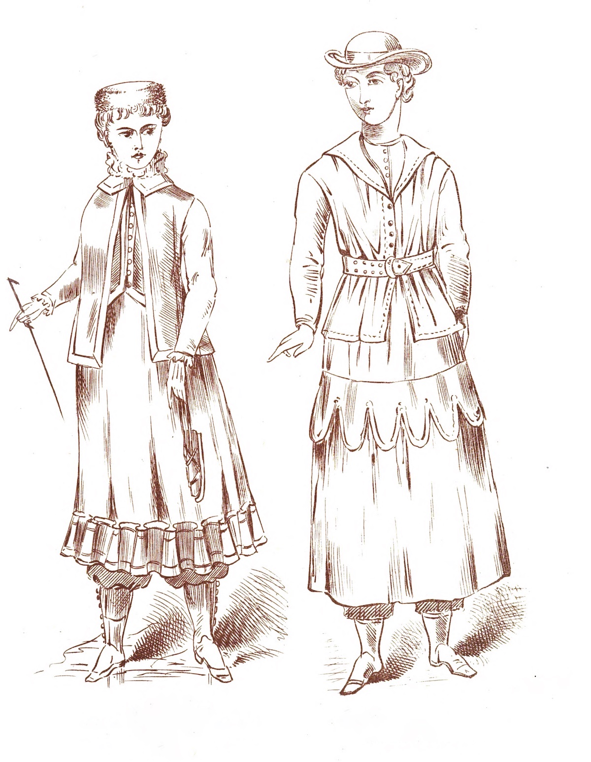 Attire for skating and Alpine climbing, the Rational Dress Exhibition, 1883. Penta Springs Limited/Alamy Stock Photo. Attire for skating and Alpine climbing, the Rational Dress Exhibition, 1883. Penta Springs Limited/Alamy Stock Photo.