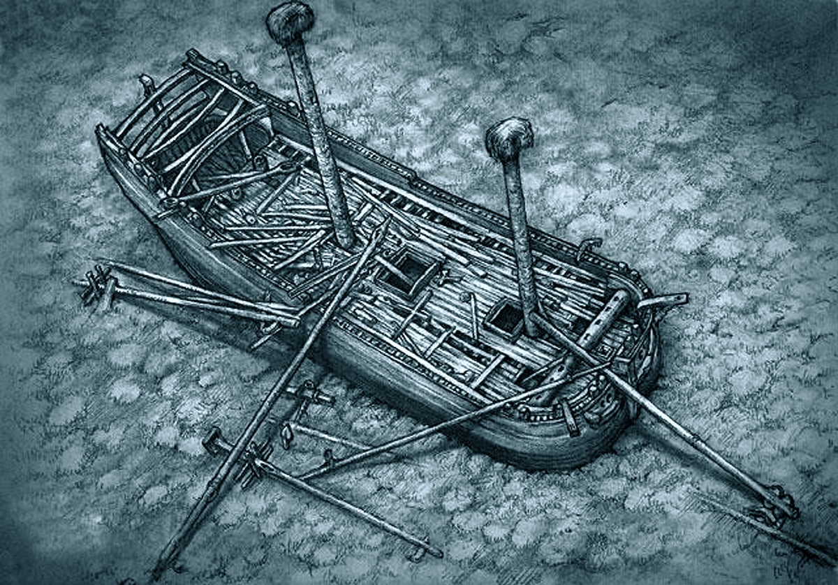 The Vrouw Maria, based on descriptions by the divers who found the ship. Bridgeman Images. The Vrouw Maria, based on descriptions by the divers who found the ship. Bridgeman Images.